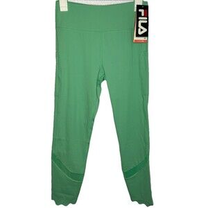 FILA Dreama Green Athletic Workout Cropped Tight Leggings Mesh Cutouts Sz M New!